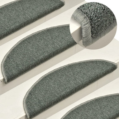 Vidaxl Stair Mats 15 Pcs 56X17X3 Cm Dark Green Half Round from B&Q