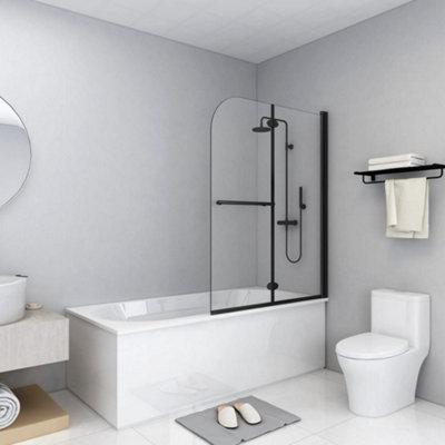 Vidaxl Folding Shower Enclosure 2 Panels Esg 95X140 Cm Black Shower Enclosures