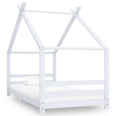 B&Q -  Kids Bed Frame White Solid Pine Wood 90X200 Cm