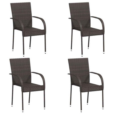 Vidaxl Stackable Outdoor Chairs 4 Pcs Poly Rattan Brown from B&Q