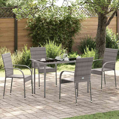 Vidaxl Stackable Outdoor Chairs 4 Pcs Grey Poly Rattan from B&Q
