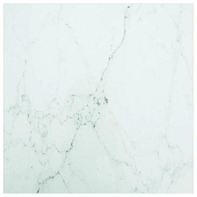 Vidaxl Table Top White Tempered Glass With Marble Design Dining Table Top Set - Image 3