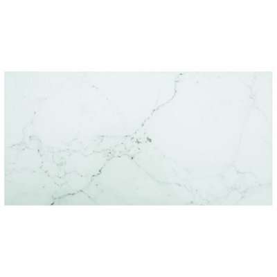 B&Q -  Table Top White 100X50 Cm 6mm Tempered Glass With Marble Design Table Tops