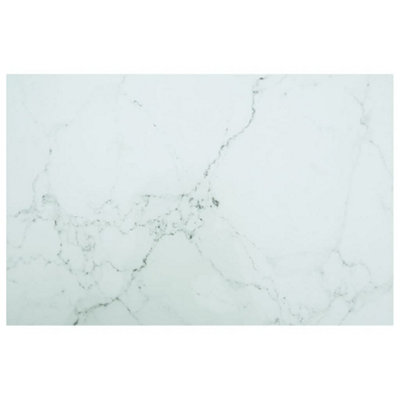 VIDAXL Tempered Glass Table Top 100x62 cm with Marble Design in White - Image 3