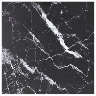 Vidaxl Black Table Top 60X60 Cm 6 Mm Tempered Glass With Marble Design Table Tops B&Q