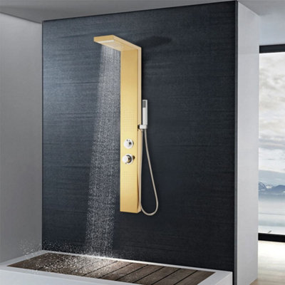 B&Q -  Shower Panel System Stainless Steel 201 Gold