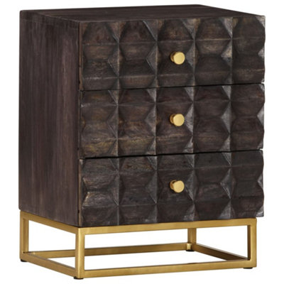Vidaxl Solid Mango Wood Bed Cabinet Black Home Nightstand Bedside Cabinet - Image 3