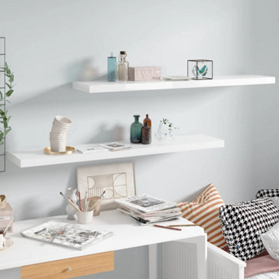 Vidaxl Floating Wall Shelves 2 Pcs High Gloss 120X23.5x3.8 Cm Mdf White