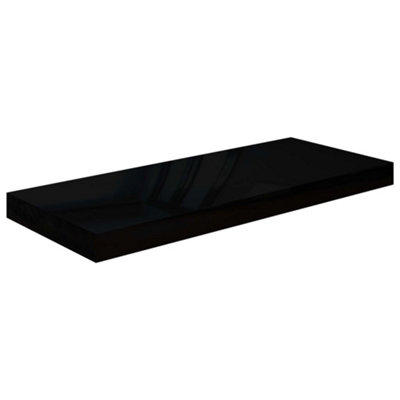 B&Q -  Floating Wall Shelf High Gloss Black 60X23.5X3.8 Cm Mdf
