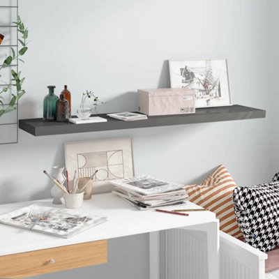 B&Q -  Floating Wall Shelf High Gloss Grey 120X23.5X3.8 Cm Mdf