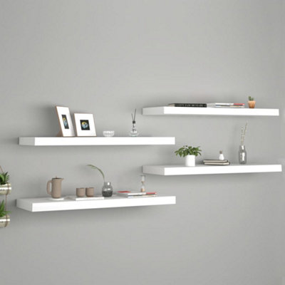B&Q -  Floating Wall Shelves 4 Pcs White 80X23.5X3.8 Cm Mdf
