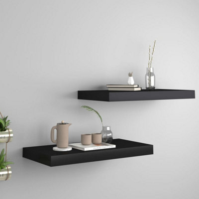 Vidaxl Floating Wall Shelves 2 Pcs 50X23x3.8 Cm Mdf Black