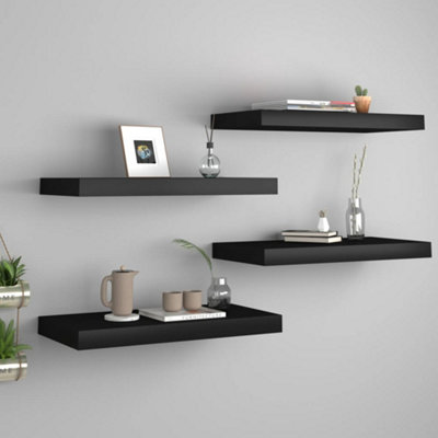 Vidaxl Floating Wall Shelves 4 Pcs 50X23x3.8 Cm Mdf Black