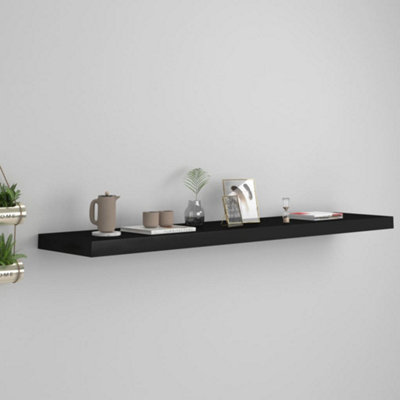B&Q -  Floating Wall Shelf Black 120X23.5X3.8 Cm Mdf