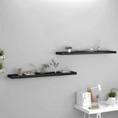 B&Q -  Floating Wall Shelves 2 Pcs Black 120X23.5X3.8 Cm Mdf