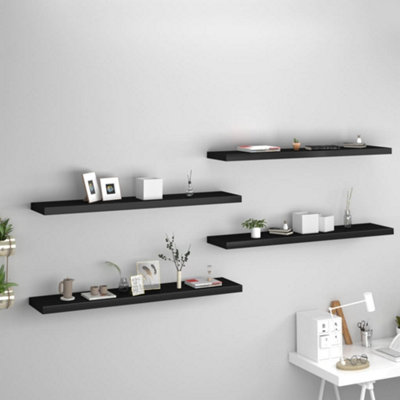Vidaxl Floating Wall Shelves 4 Pcs 120X23.5x3.8 Cm Mdf Black