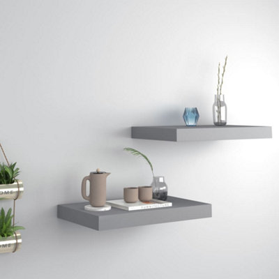 Vidaxl Floating Wall Shelves 2 Pcs 40X23x3.8 Cm Mdf Grey