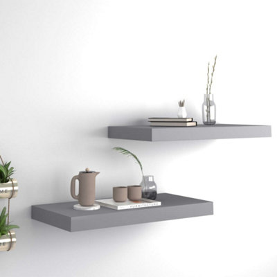 Vidaxl Floating Wall Shelves 2 Pcs 50X23x3.8 Cm Mdf Grey