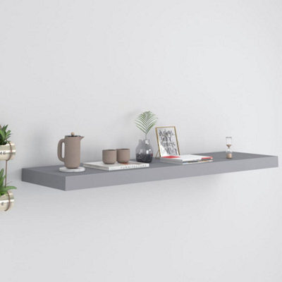 B&Q -  Floating Wall Shelf Grey 90X23.5X3.8 Cm Mdf
