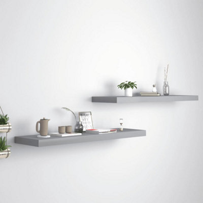 Vidaxl Floating Wall Shelves 2 Pcs 90X23.5x3.8 Cm Mdf Grey