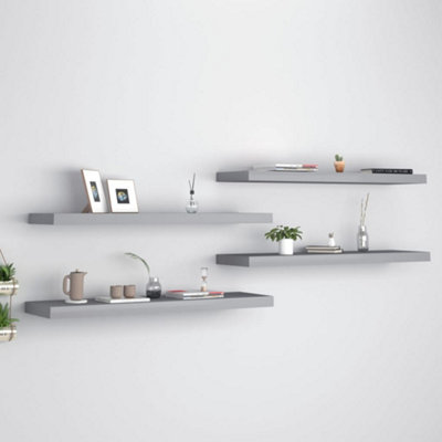 Vidaxl Floating Wall Shelves 4 Pcs 90X23.5x3.8 Cm Mdf Grey