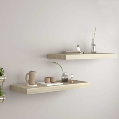 Vidaxl Floating Wall Shelves 2 Pcs Oak 60X23.5X3.8 Cm Mdf from B&Q