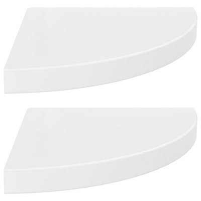 Vidaxl 2X Floating Corner Shelves High Gloss White Mdf Display Unit Bookcase 8720286075395 - Image 3