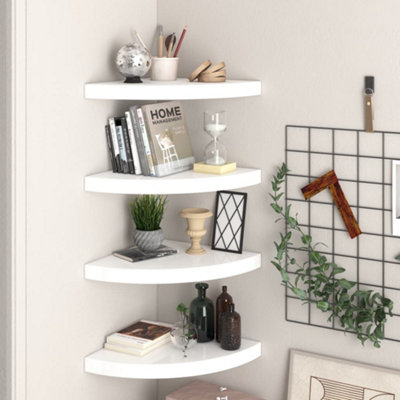 Vidaxl Floating Corner Shelves 4 Pcs High Gloss 35X35x3.8 Cm Mdf White