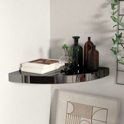 Vidaxl Floating Corner Shelf High Gloss Black 35X35X3.8 Cm Mdf from B&Q