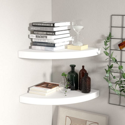 B&Q -  Floating Corner Shelves 2 Pcs White 35X35X3.8 Cm Mdf