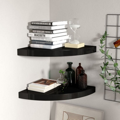 Vidaxl Floating Corner Shelves 2 Pcs Black 35X35X3.8 Cm Mdf from B&Q