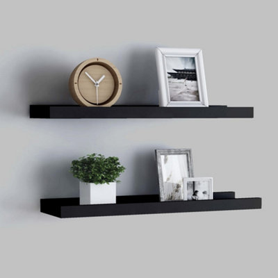 B&Q -  Picture Frame Ledge Shelves 2 Pcs Black 40X9X3 Cm Mdf