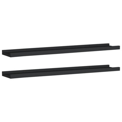 B&Q -  Picture Frame Ledge Shelves 2 Pcs Black 80X9X3 Cm Mdf
