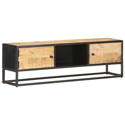 Vidaxl Tv Cabinet With Carved Door 130X30X40 Cm Rough Mango Wood from B&Q