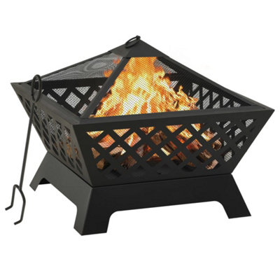 B&Q -  Fire Pit With Poker 64 Cm Xxl Steel Fire Pits
