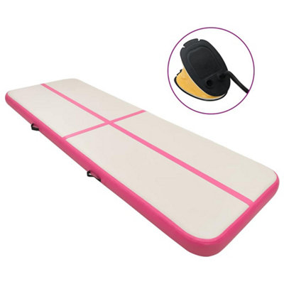 B&Q -  Inflatable Gymnastics Mat With Pump 800X100X20 Cm Pvc Pink