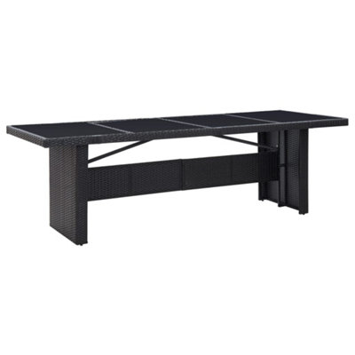Vidaxl Black Garden Table 240X90x74 Cm Poly Rattan And Glass