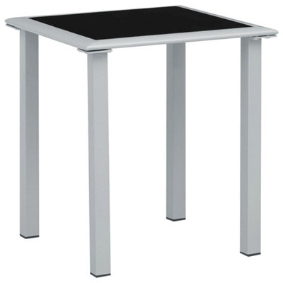 B&Q -  Garden Table Black And Silver 41X41X45 Cm Steel And Glass