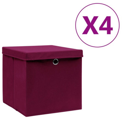 B&Q -  Storage Boxes With Covers 4 Pcs 28X28X28 Cm Dark Red