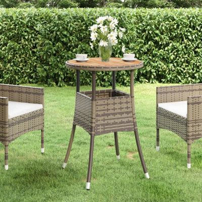 Vidaxl Grey Garden Table 60X75 Cm Acacia Wood And Poly Rattan Garden Tables
