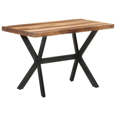 Vidaxl Dining Table 120X60x75 Cm Solid Wood With Honey Finish, Brown - Image 3