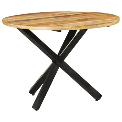Vidaxl Dining Table Round 100X100X75 Cm Rough Mango Wood from B&Q