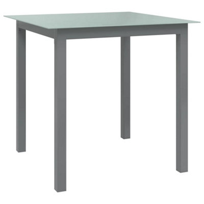 B&Q -  Garden Table Light Grey 80X80X74 Cm Aluminium And Glass Garden Tables