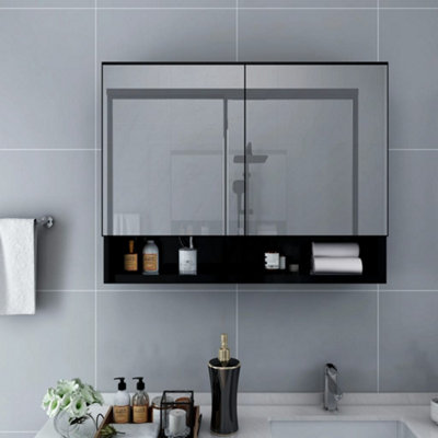 Vidaxl Led Bathroom Mirror Cabinet Black 80X15X60 Cm Mdf from B&Q