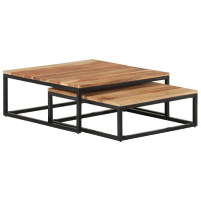 B&Q -  Nesting Coffee Tables 2 Pcs Solid Acacia Wood