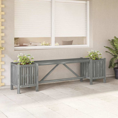 B&Q -  Garden Bench With 2 Planters 150Cm Solid Acacia Wood Grey