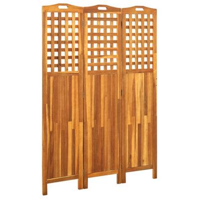 Vidaxl 3-Panel Room Divider 121X2x170 Cm Solid Acacia Wood Room Dividers