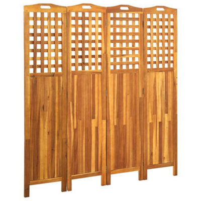 Vidaxl 4-Panel Room Divider 161X2x170 Cm Solid Acacia Wood Room Dividers