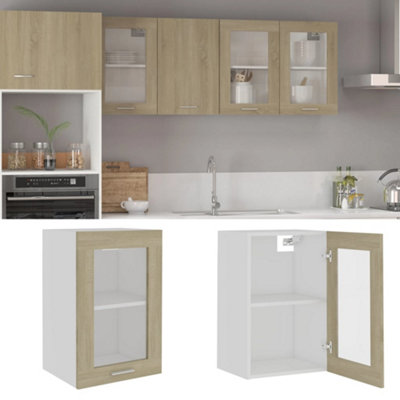 B&Q -  Hanging Glass Cabinet Lyon Sonoma Oak 40X31X60 Cm Engineered Wood