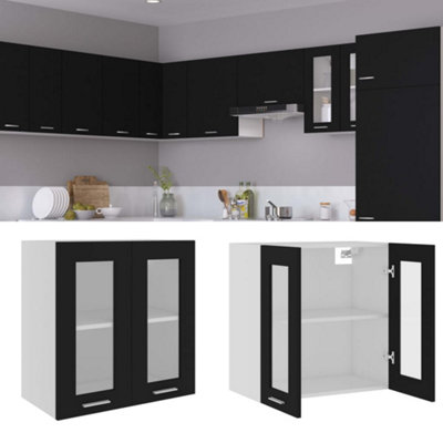 Vidaxl Hanging Glass Cabinet Lyon Black 60X31x60 Cm Engineered Wood B&Q